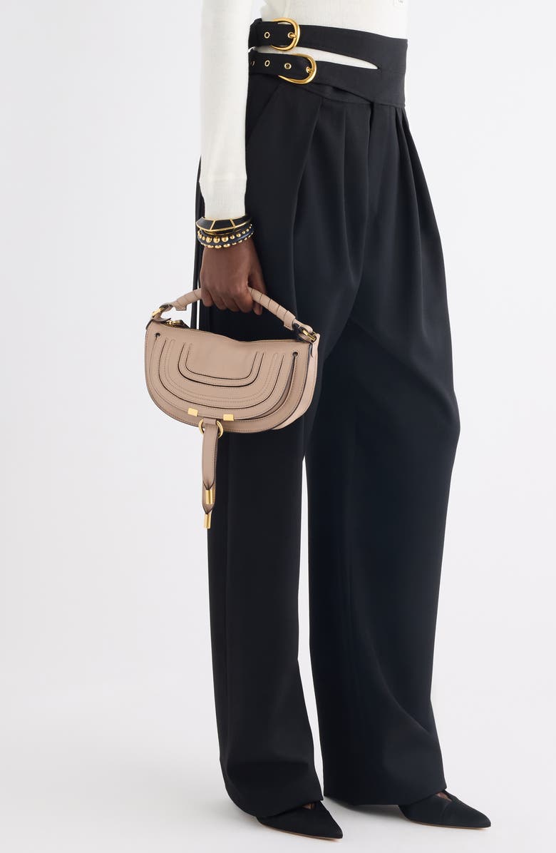 Chloé Mini Marcie Leather Camera Shoulder Bag, Alternate, color, Woodsmoke