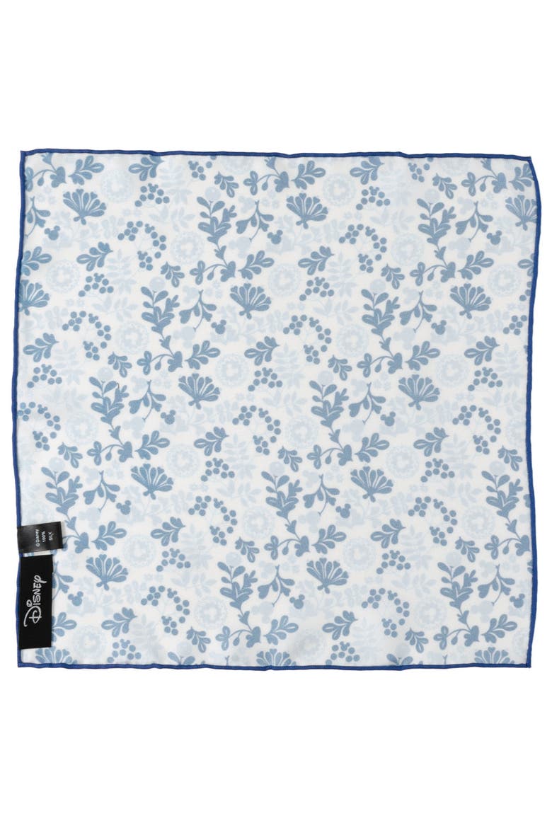 x Disney Mickey Floral Silk Pocket Square, Alternate, color, WHITE