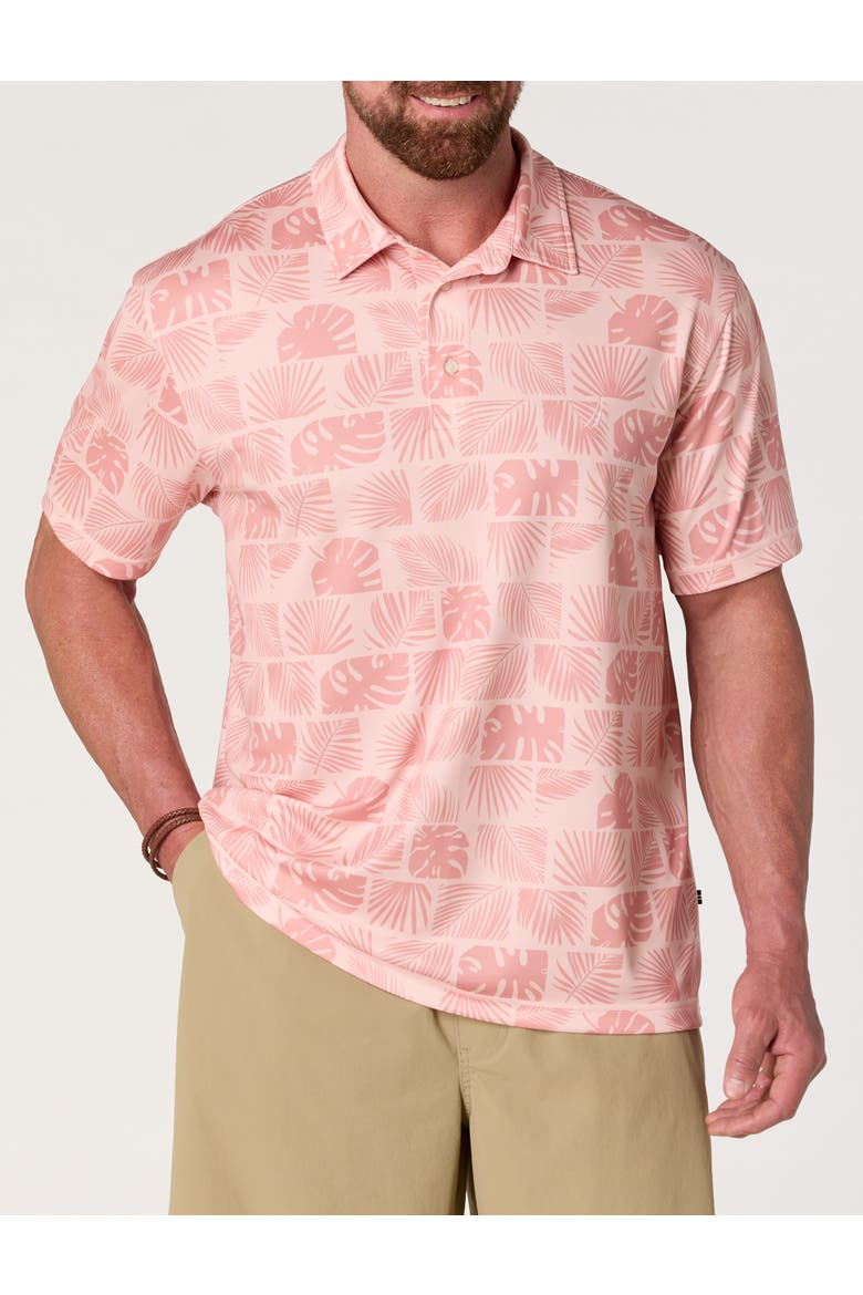 Big & Tall Stamped Floral Performance Polo Shirt, Main, color, CONCH