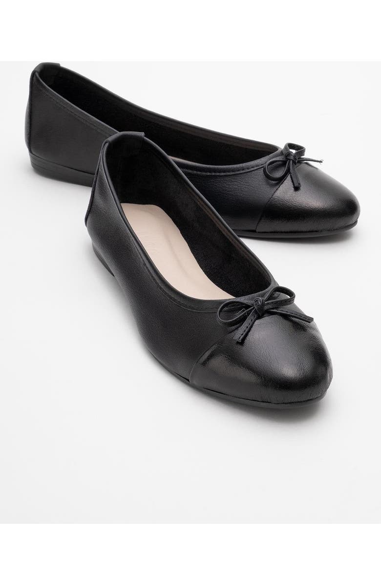 Forever & Always Shoes Rayne Cap Toe Leather Ballet Flats, Main, color, Black Leather