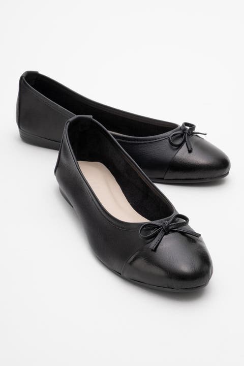 Rayne Cap Toe Leather Ballet Flats (Women)