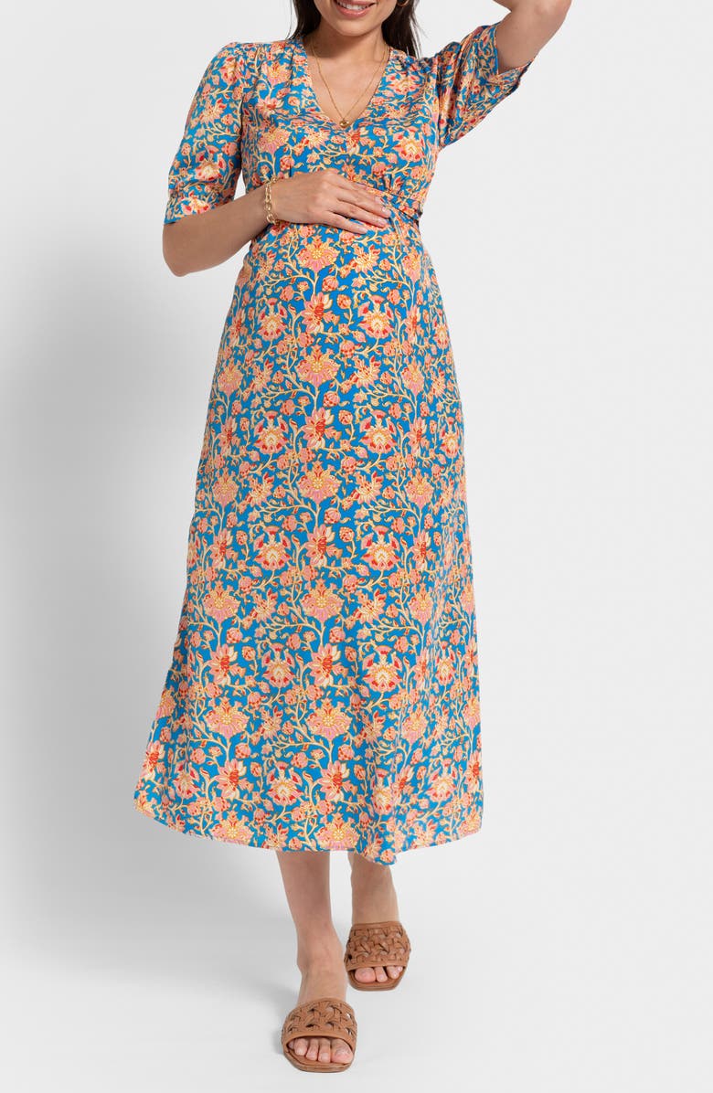 Seraphine Pleated A-Line Midi Maternity Dress, Main, color, 