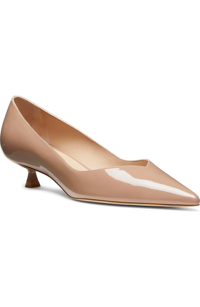 Stuart Weitzman Eva Kitten Heel Pointed Toe Pump, Main, color, Fawn