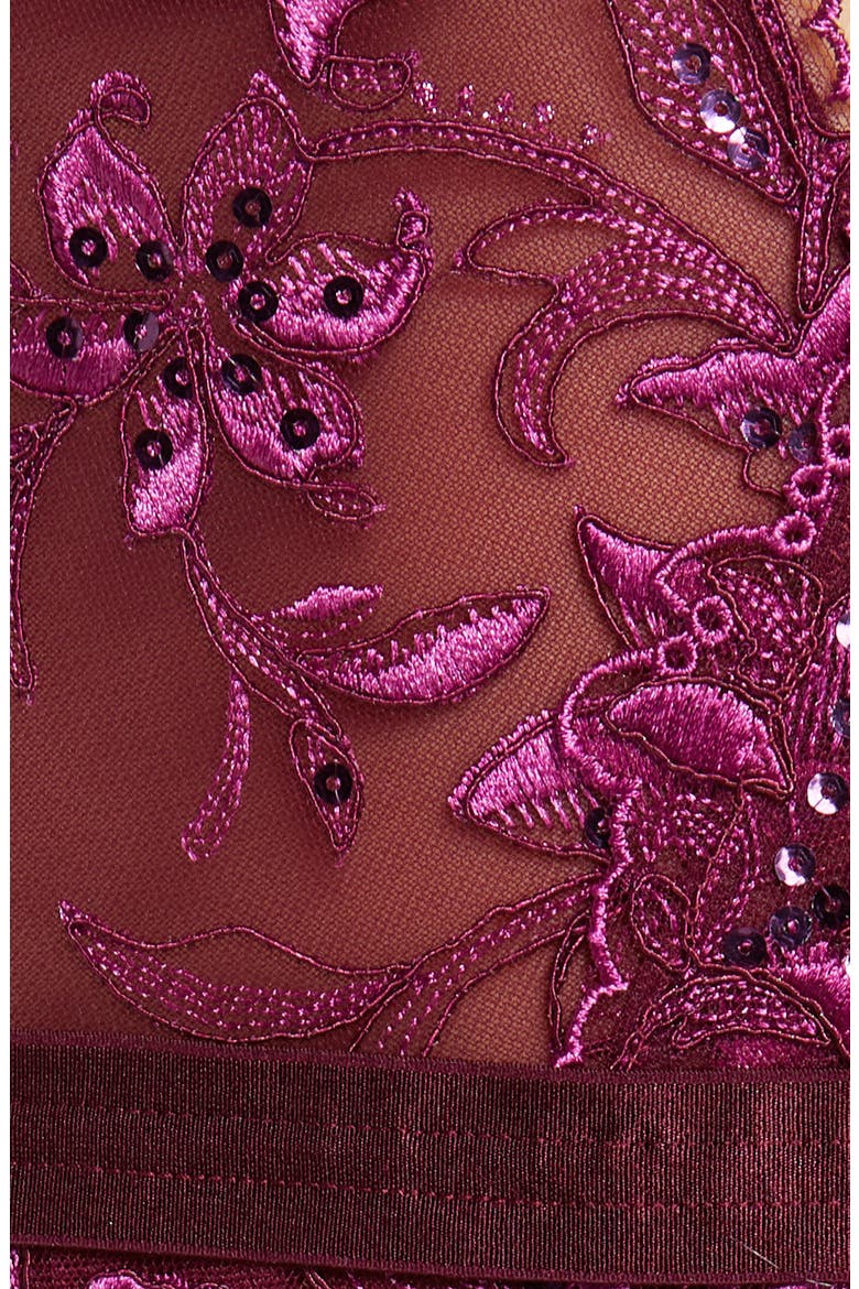 The Boldly Beautiful Thong Bodysuit with Garter Straps, Alternate, color, BURGUNDY