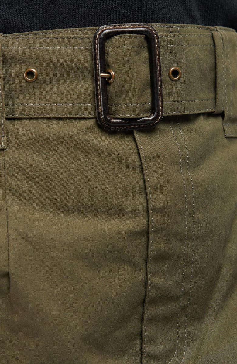 BARBOUR X GANNI x Ganni A-Line Belted Organic Cotton Skirt, Alternate, color,