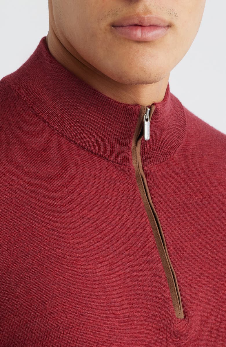 Peter Millar Autumn Crest Merino Wool Blend Quarter Zip Sweater, Alternate, color, Brick Red