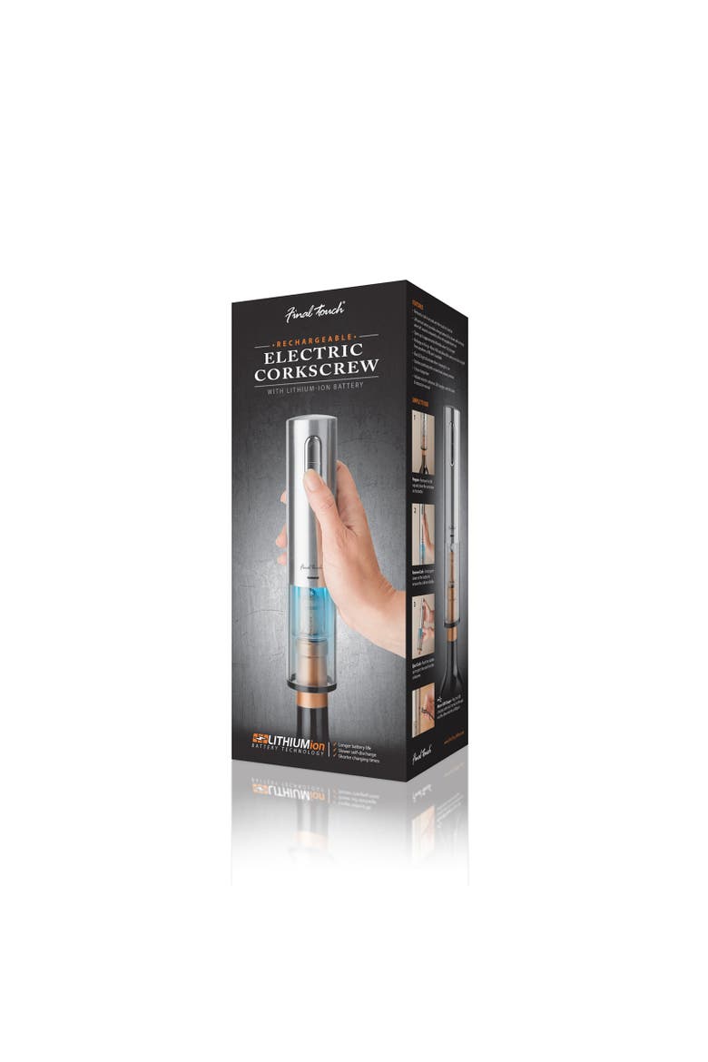 Lithium-Ion Electric Corkscrew, Alternate, color, Silver