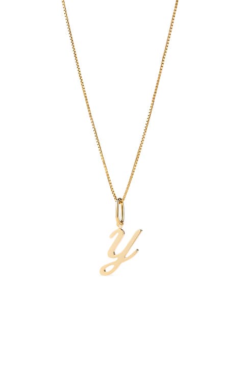 Solid Yellow Gold - Script Letter Necklace