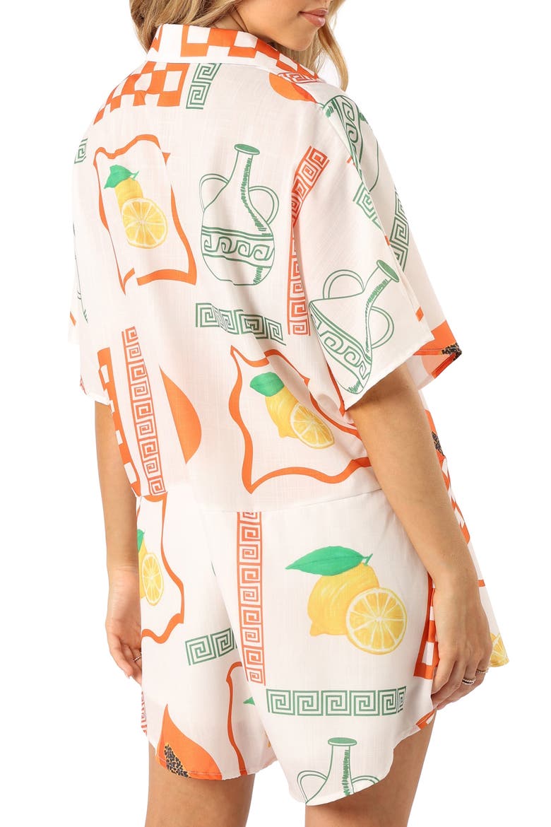 Sebastian Fruit Print Romper, Alternate, color, WHITE ORANGE