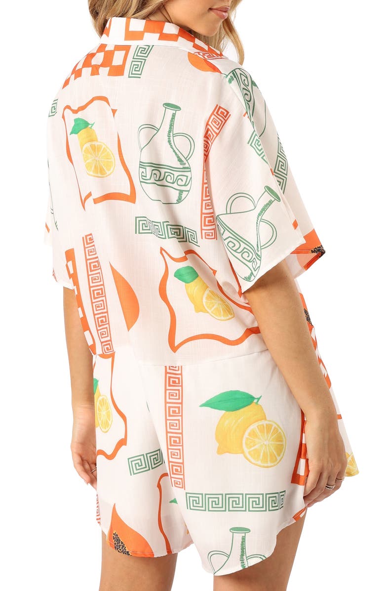 Petal & Pup Sebastian Fruit Print Romper, Alternate, color, White Orange
