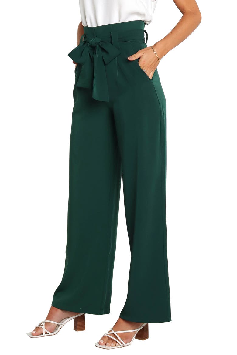 Kieran Tie Waist Wide Leg Pants, Alternate, color, EMERALD GREEN
