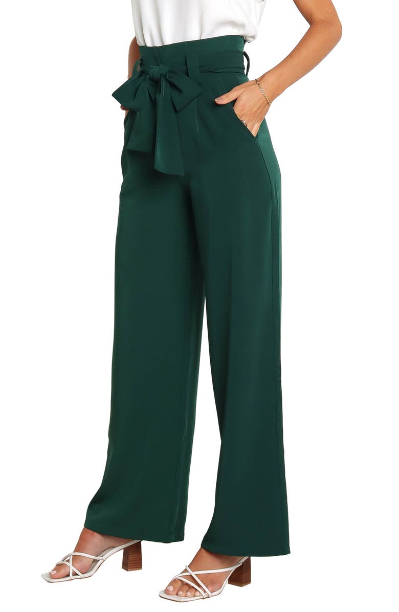 Petal 
Pup Kieran Tie Waist Wide Leg Pants, Alternate, color, Emerald Green