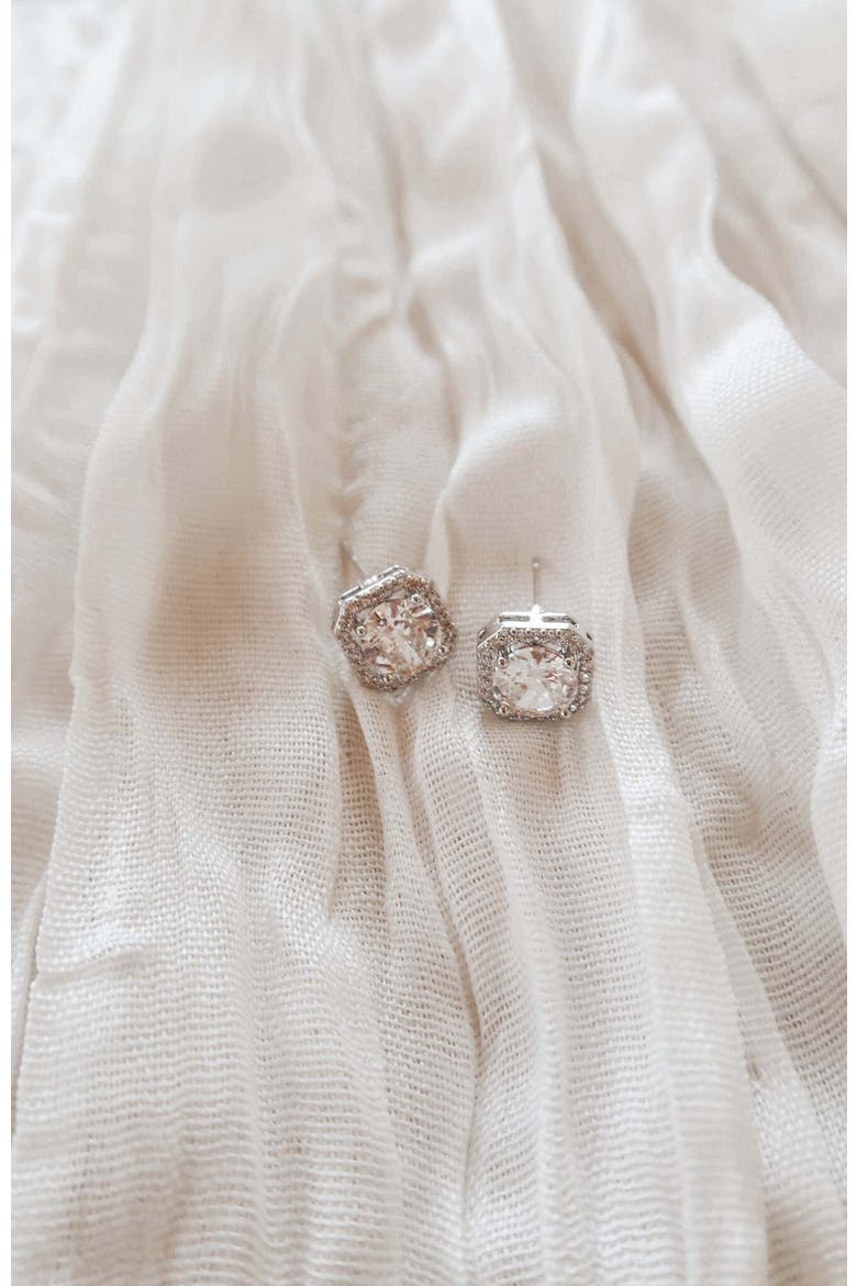Adriana Crystal Stud Earrings, Alternate, color, Silver