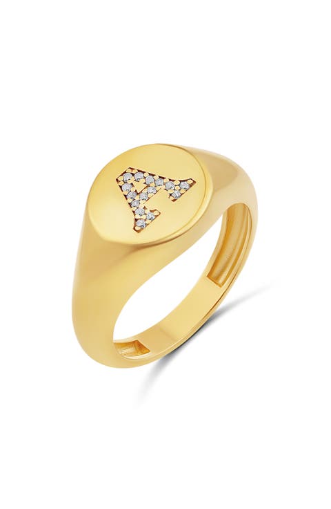 Pavé Signet Initial Ring