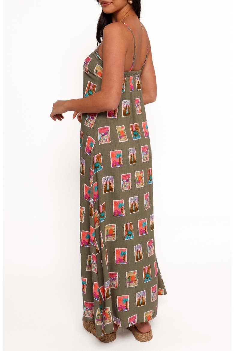 Aoife Postcard Print Maxi Dress, Alternate, color, OLIVE PRINT