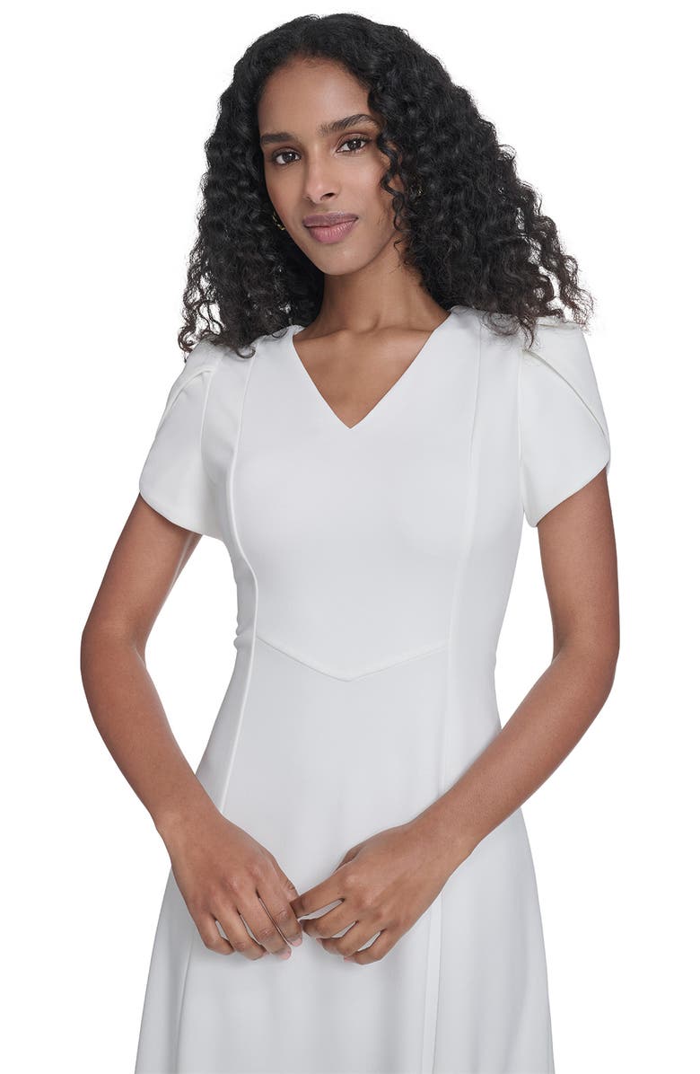 Calvin Klein Short Sleeve A-Line Midi Dress, Alternate, color, Cream