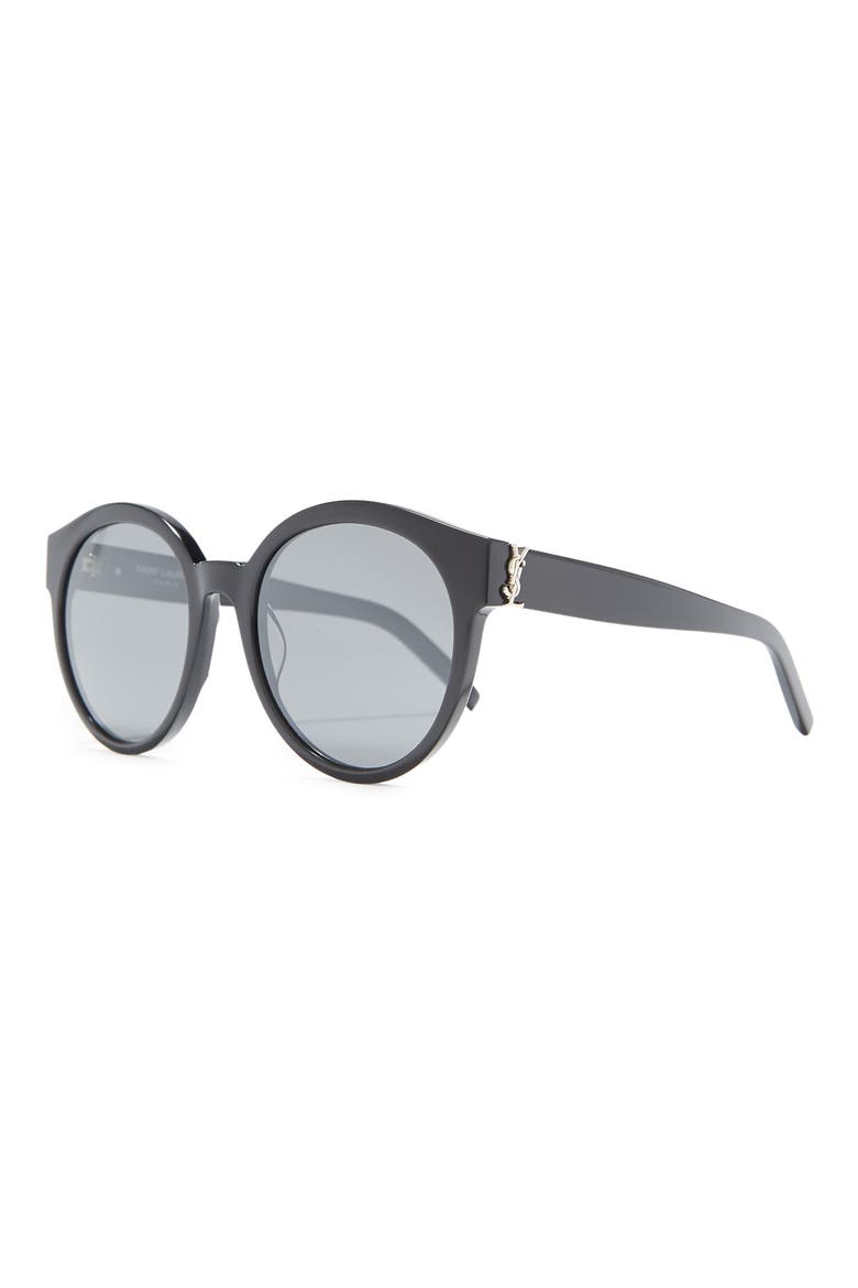 54mm Round Sunglasses, Alternate, color, SHINY BLACK