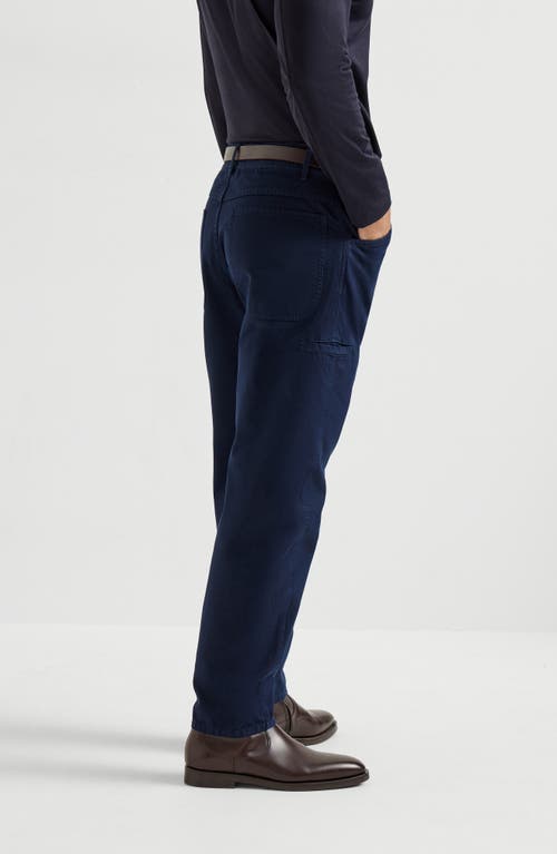 Brunello Cucinelli Pocket Gabardine Trousers In Blue