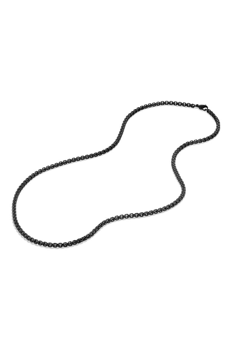 Men's Box Chain Necklace in Darkened Stainless Steel, 4mm, Alternate, color, BLACK STAINLESS STEEL