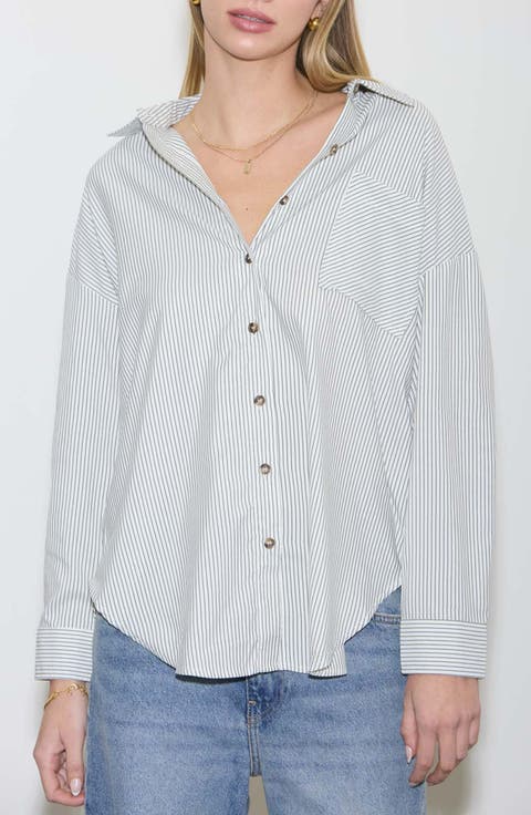 Oversize Stripe Button-Up Shirt
