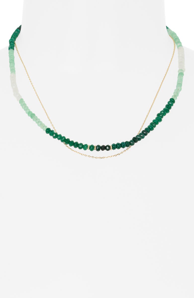Leith Ombré Beaded Layered Necklace, Alternate, color, Green Multi- Gold