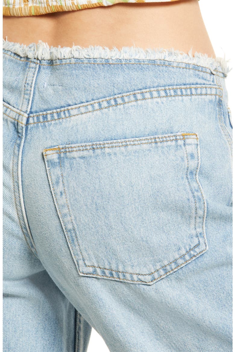 Puddle Raw Waist Low Rise Flare Jeans, Alternate, color, LIGHT VINTAGE/ BLEACH