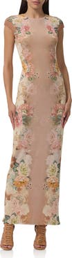 AFRM Cody Floral Print Cap Sleeve Dress
