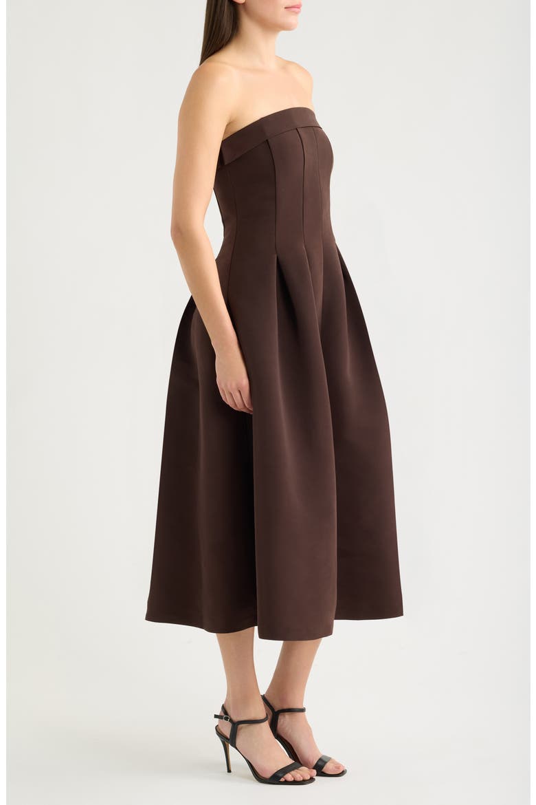 Strapless Foldover Midi Dress, Alternate, color, COFFEE BEAN