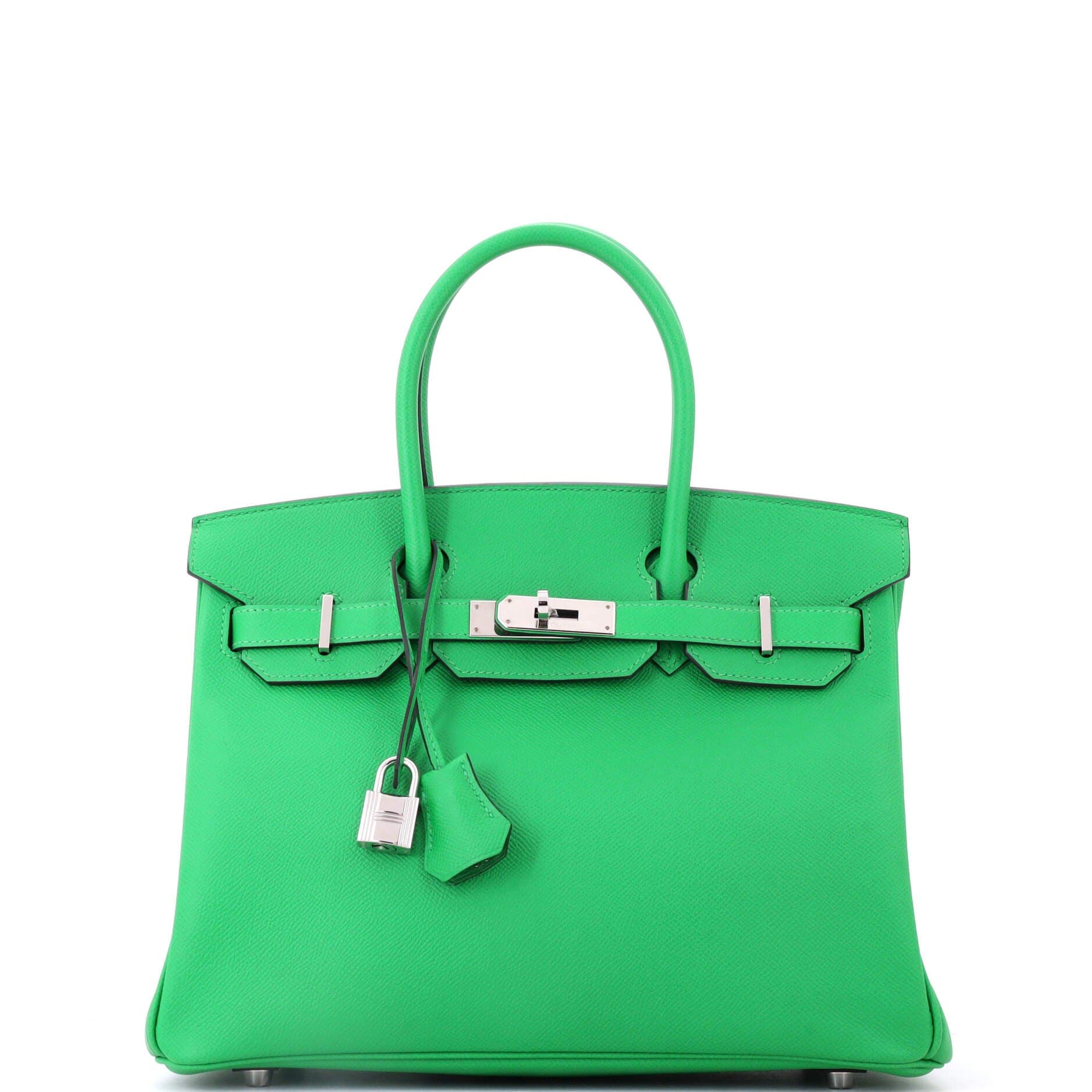 Birkin Handbag Green Epsom with Palladium Hardware 30, Main, color, Green