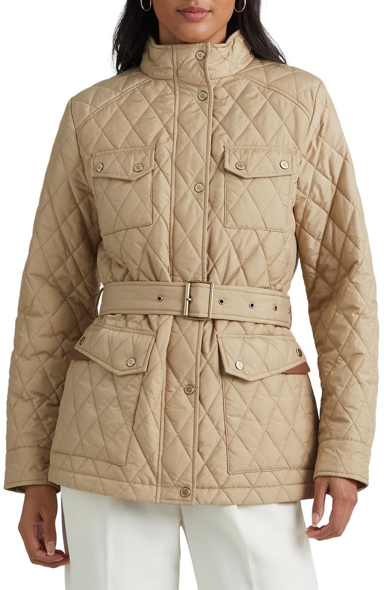 Lauren Ralph Lauren Belted Diamond Quilted Jacket, Main, color,