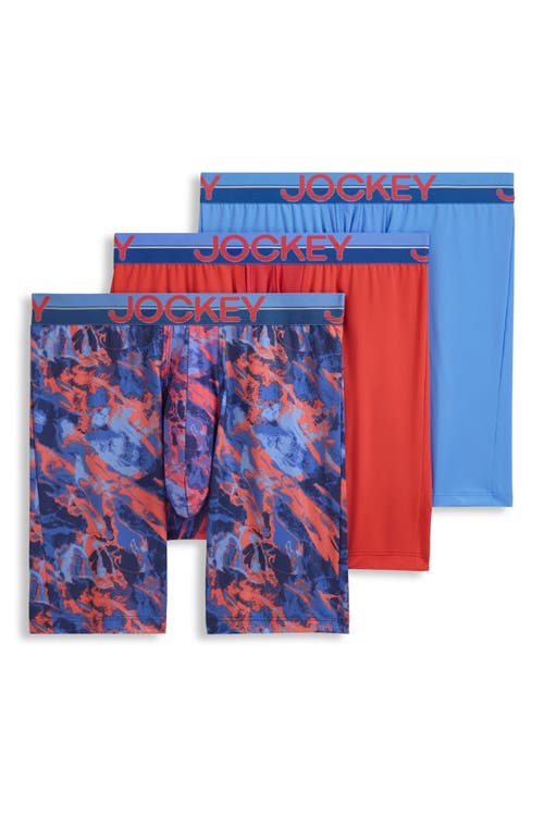 Jockey Men's Infinite Cool Microfiber Stretch 8" Long Leg Boxer Brief - 3 Pack in Solar Flare at Nordstrom, Size Medium