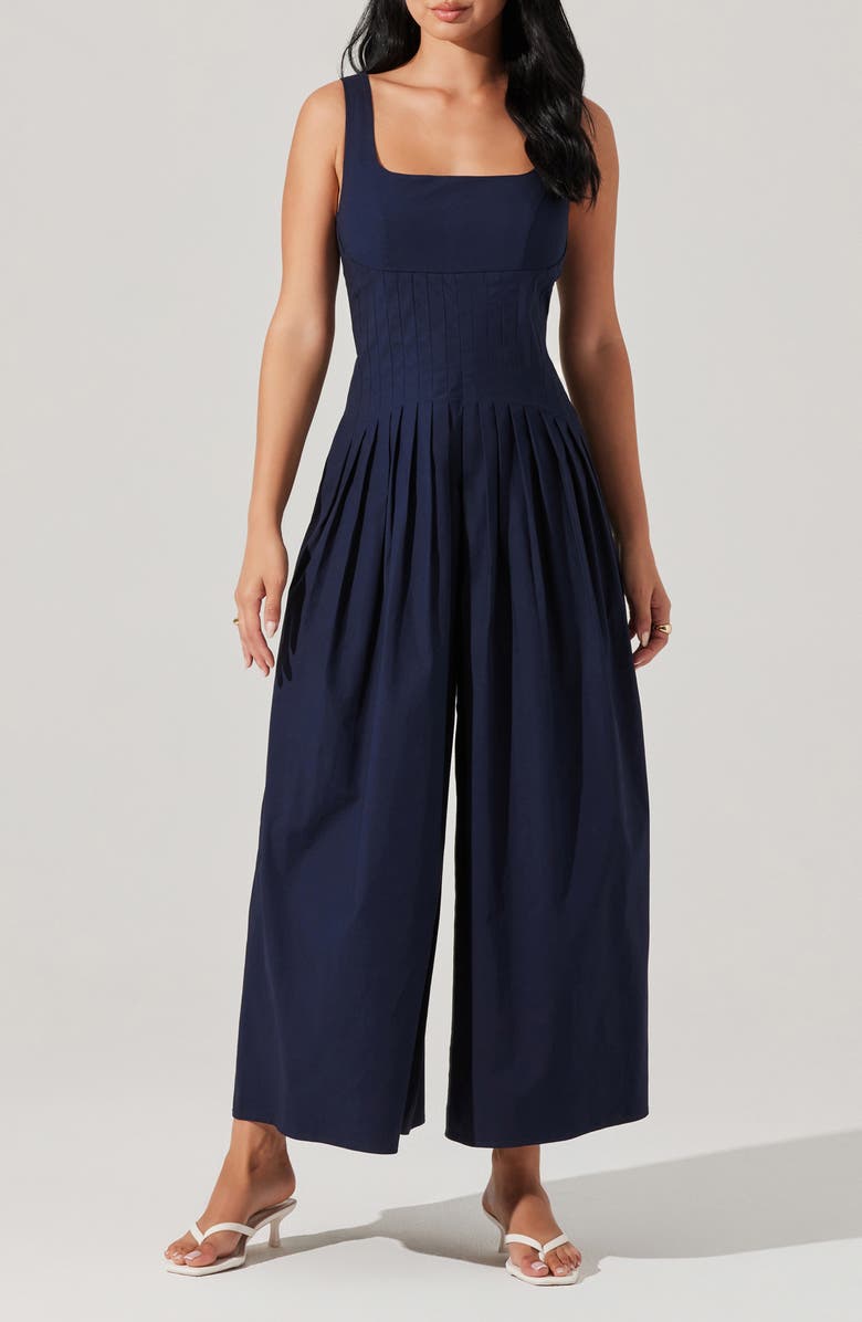 ASTR the Label Aeryn Wide Leg Jumpsuit, Main, color, Navy