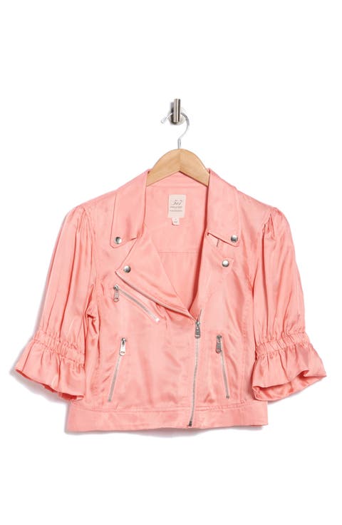 Everlee Ruffle Crop Moto Jacket