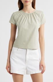 FRAME Gathered Cotton Blend T-Shirt