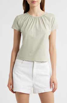 FRAME Gathered Cotton Blend T-Shirt