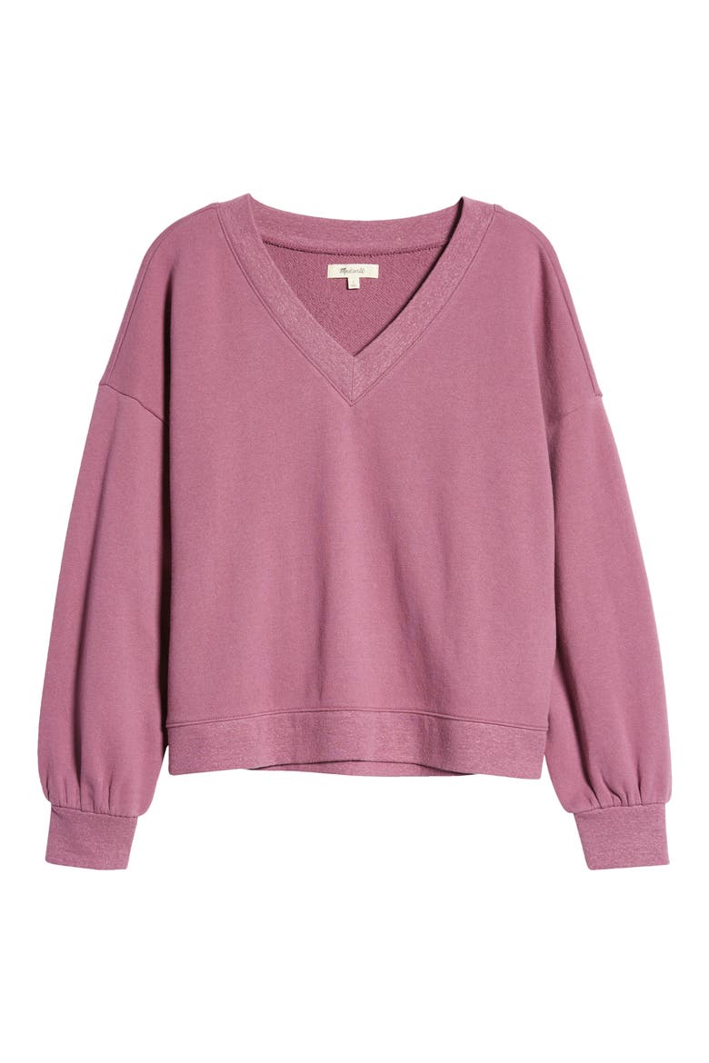 Hemp & Organic Cotton Blend V-Neck Sweatshirt, Alternate, color, WARM VIOLET