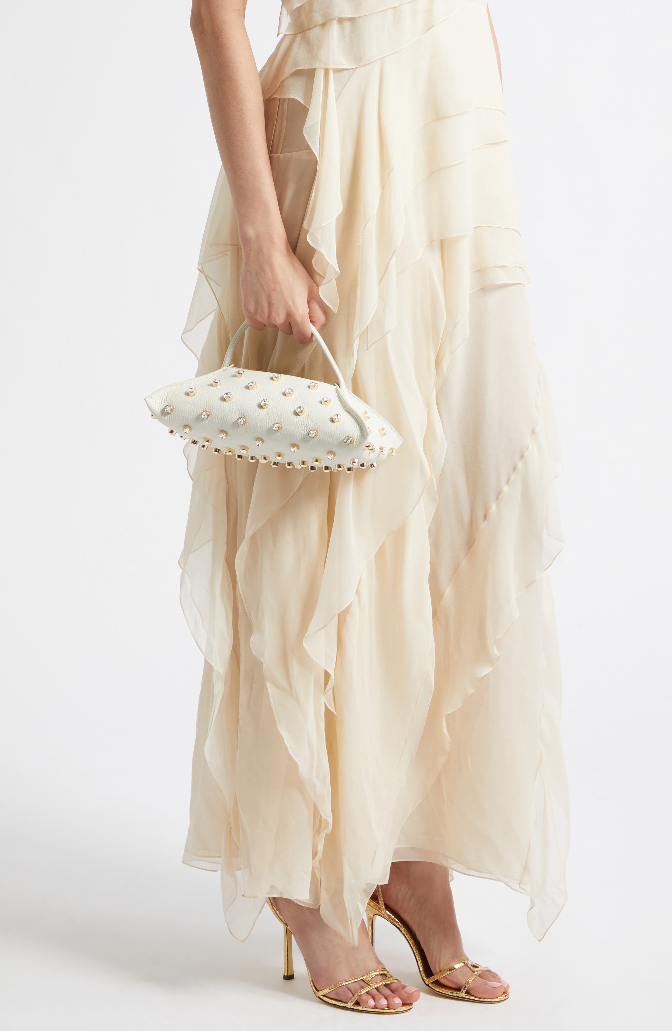 Altuzarra Origami East/West Baguette Bag, Alternate, color, 380102 Ivory/ Crystal