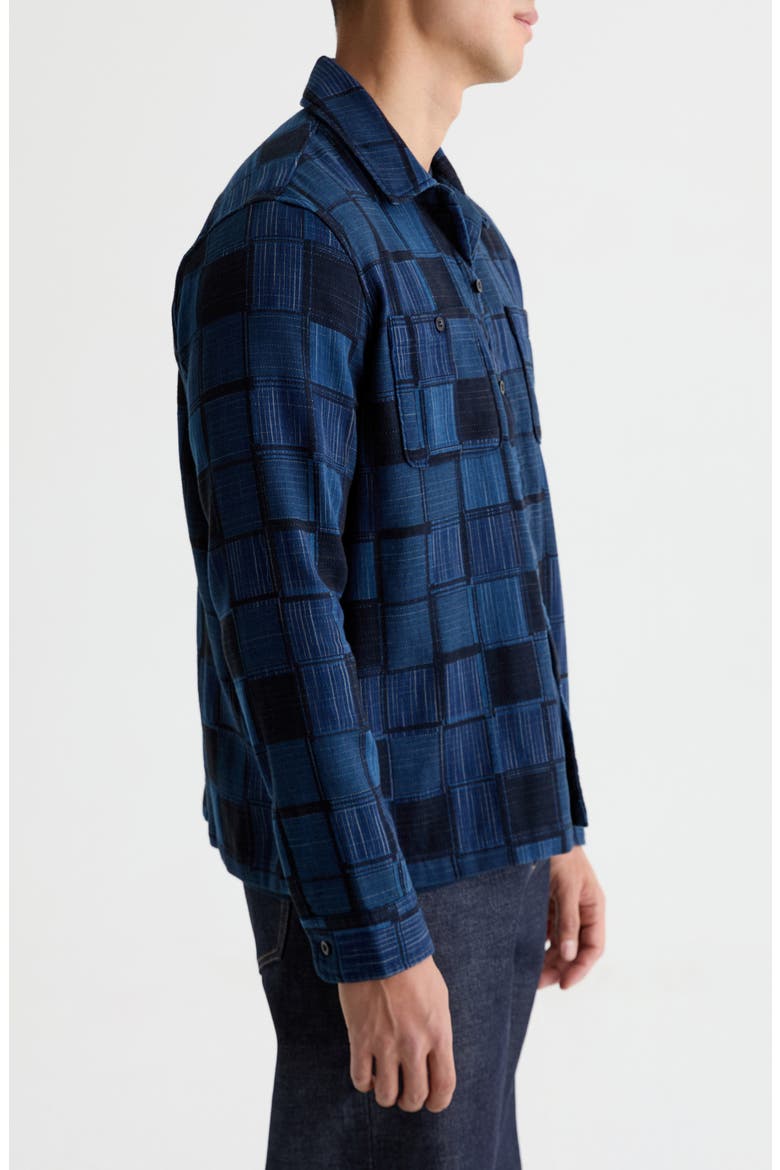 Louis Patchwork Cotton Camp Shirt, Alternate, color, COBALT CLUB