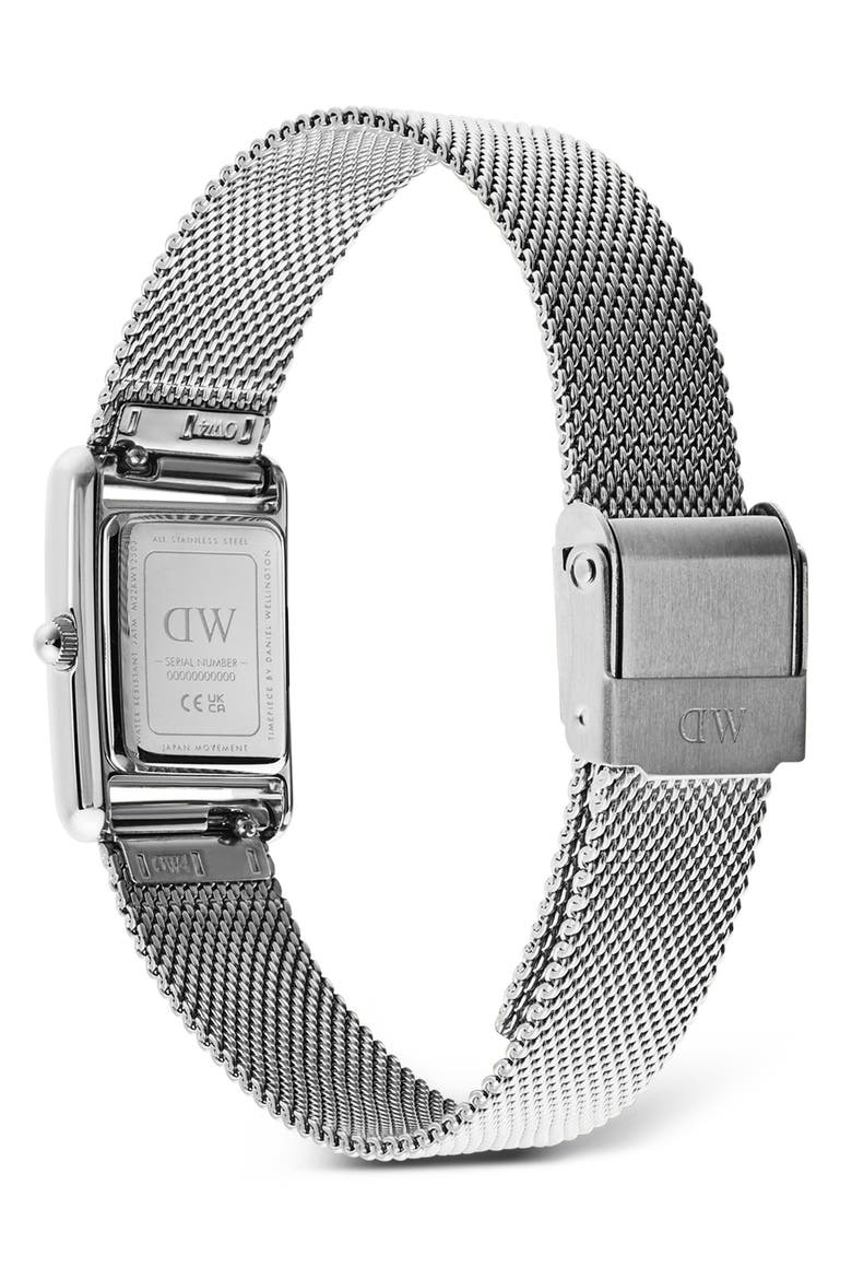Bound Mini Tank Mesh Strap Watch, 17mm x 26mm, Alternate, color, SILVER-TONE