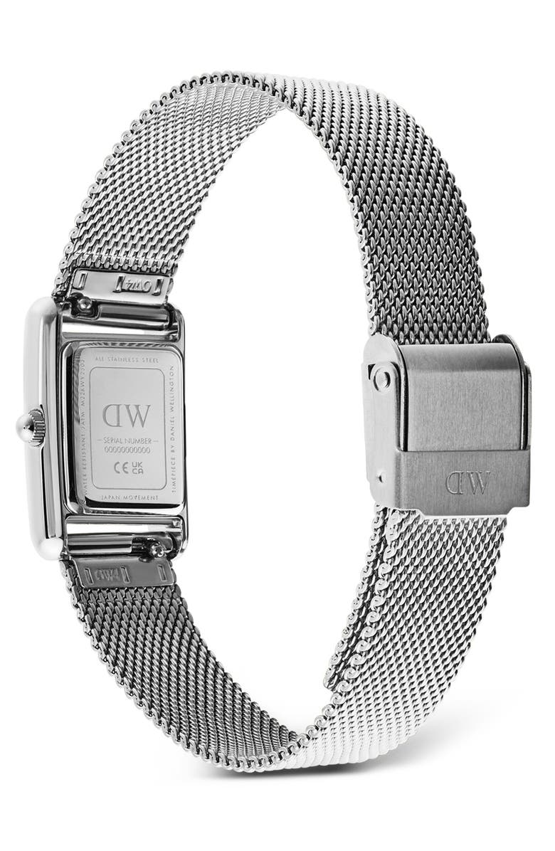 Daniel Wellington Bound Mini Tank Mesh Strap Watch, 17mm x 26mm, Alternate, color, Silver-Tone