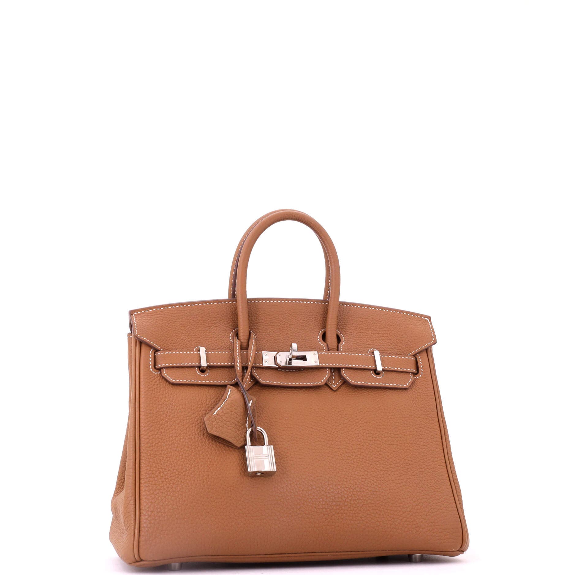 Birkin Handbag Brown Togo with Palladium Hardware 25, Alternate, color, Metallic Gold