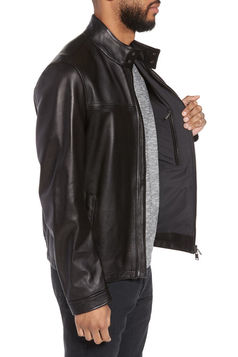 Nerous Leather jacket, Alternate, color, BLACK