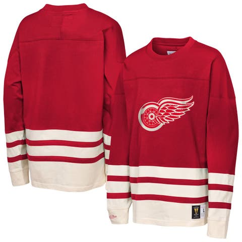 Youth Mitchell & Ness  Red Detroit Red Wings Chainstitch Heavyweight Long Sleeve Top