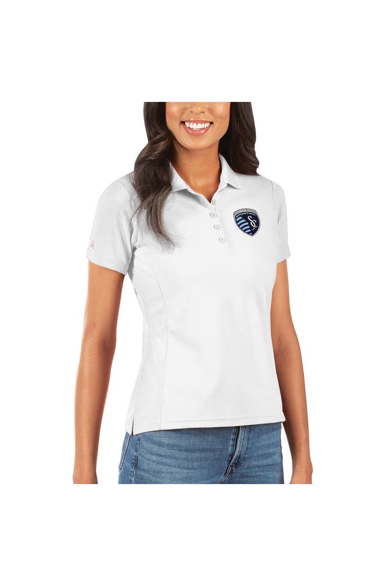 ANTIGUA Women's Antigua White Sporting Kansas City Legacy Pique Polo, Main, color, 