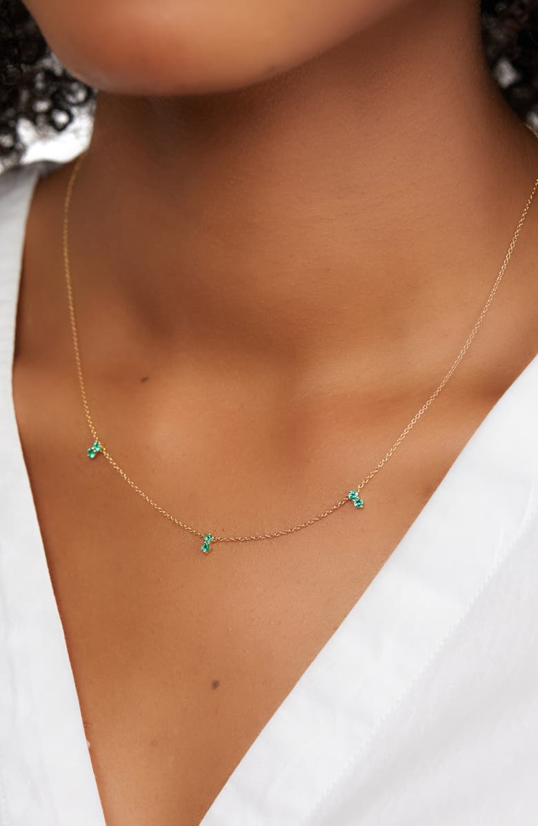 Bony Levy El Mar Emerald Triple Station Necklace, Alternate, color,