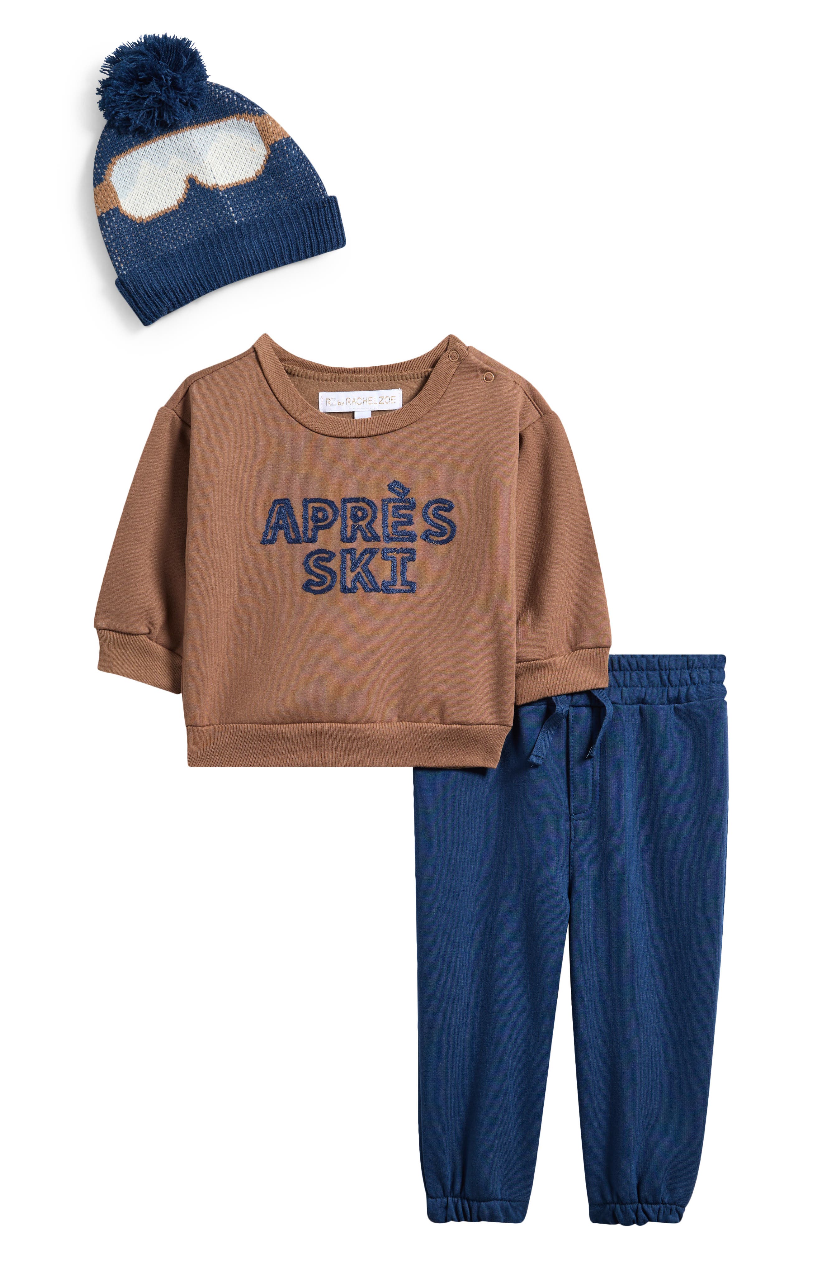 Rachel Zoe Aprés Ski Brushed Fleece Pullover, Joggers & Beanie Set