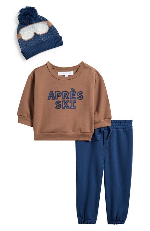 Aprés Ski Brushed Fleece Pullover, Joggers & Beanie Set (Baby)