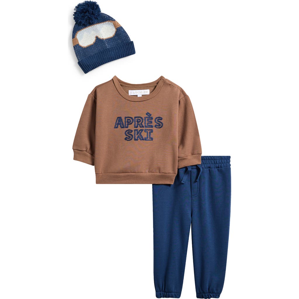Rachel Zoe Babies' Aprés Ski Brushed Fleece Pullover, Joggers & Beanie Set In Multi