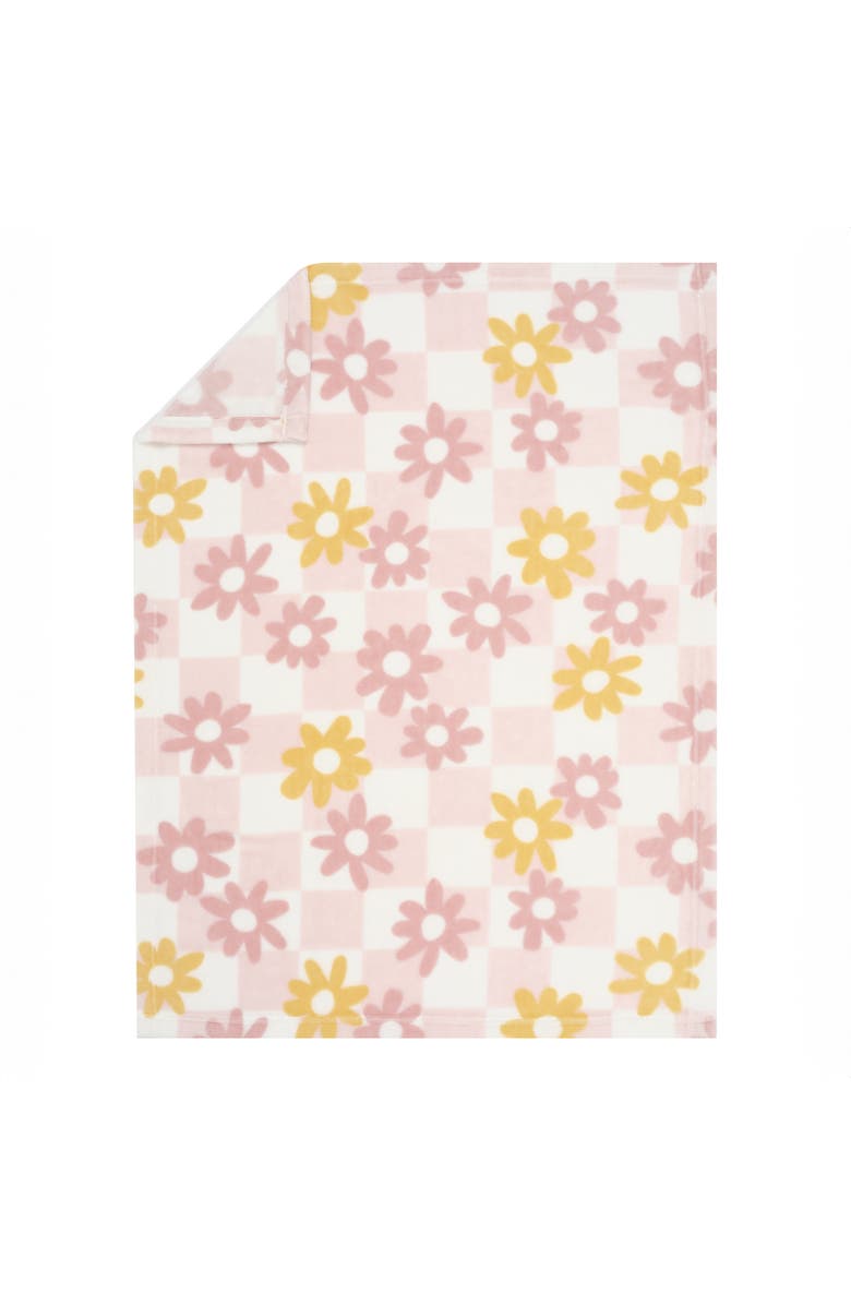 Lambs & Ivy Daisy Dreams Soft & Cozy Luxury Fleece Checkered Baby Blanket, Alternate, color, Pink