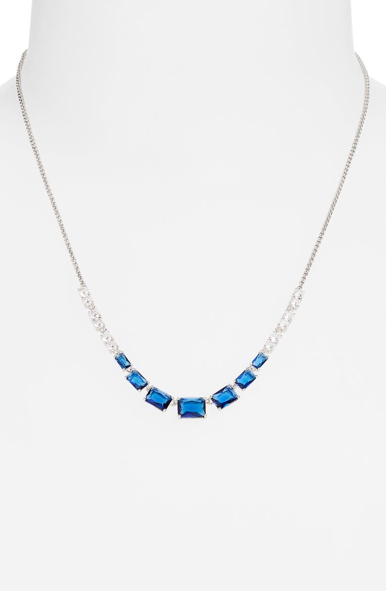 Nadri Spencer Frontal Necklace, Alternate, color, Rhodium